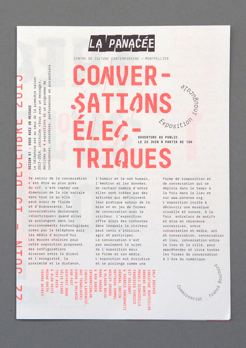 La Panacée - Conversations Électriques - Folded flyer
